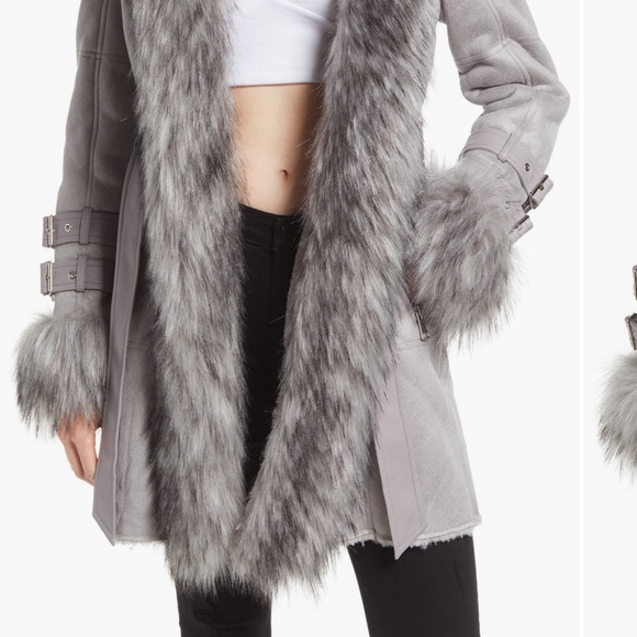 Azalea wang belted Trench Coat with Fur Trim - Picture 3 of 6